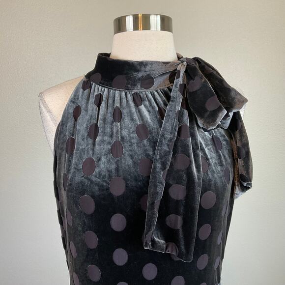 Calvin Klein Velvet Polka Dot Fit and Flare Midi Cocktail Dress Gray Size 10 - Picture 8 of 14